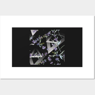 Lavender Flower Watercolor Geometric Design Posters and Art